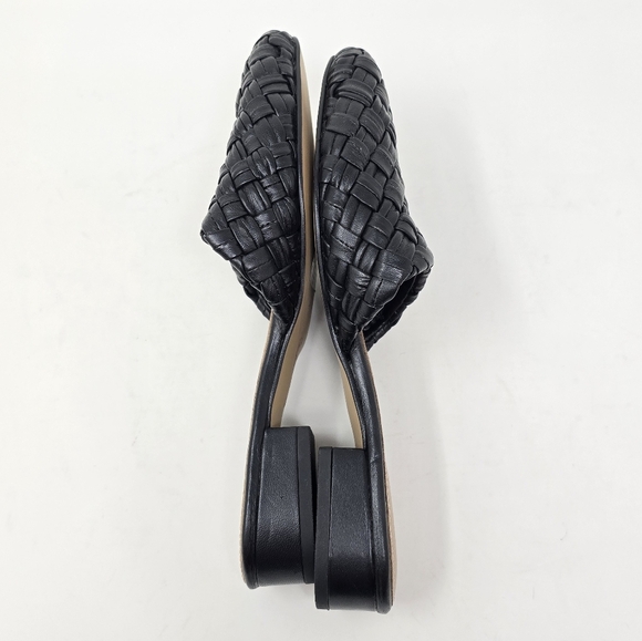 NWOT Sam Edelman Page Mule Woven Leather Almond Toe 6.5 Black - Picture 5 of 10
